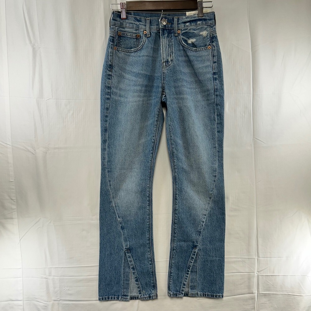American Eagle 90s Bootcut Jeans Womens‎ 00 Short Blue Split Hem High Rise
